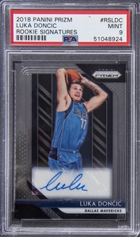 2018-19 Panini Prizm Rookie Signatures #RSLDC Luka Doncic Signed Rookie Card - PSA MINT 9